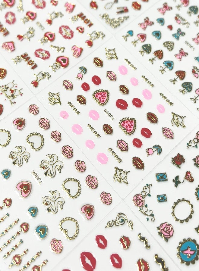 SPLOCUDU 30 Sheets Valentine's Day Nail Art Stickers Red Heart Nail Decals 3D Self-Adhesive Rose Lip Kiss Nail Supplies DIY Acrylic Nails Decoration Accessories for Women and Girls - Image 5
